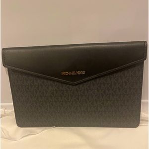Michael Kors black monogram clutch bag